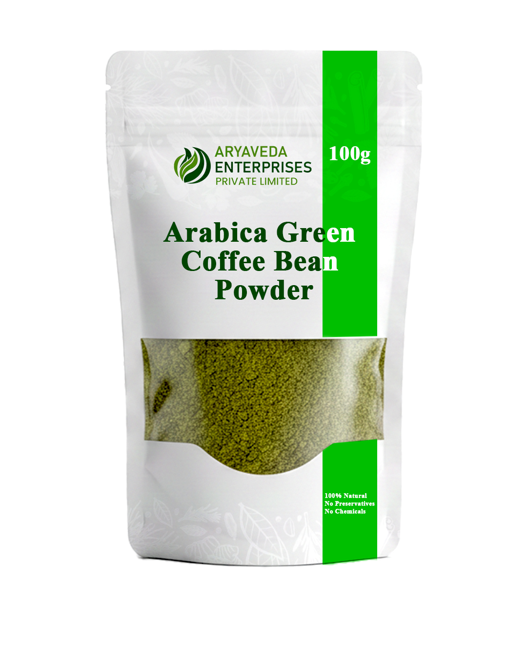 Arabica Green Coffee Bean Powder is made from carefully selected unroasted coffee beans, known for their natural properties. This 100% natural product is free from preservatives and chemicals, and is processed to retain freshness and purity. Traditionally used in wellness routines, green coffee powder is valued for its natural origin and clean preparation. Suitable for herbal preparations and general use. Store in a cool and dry place.